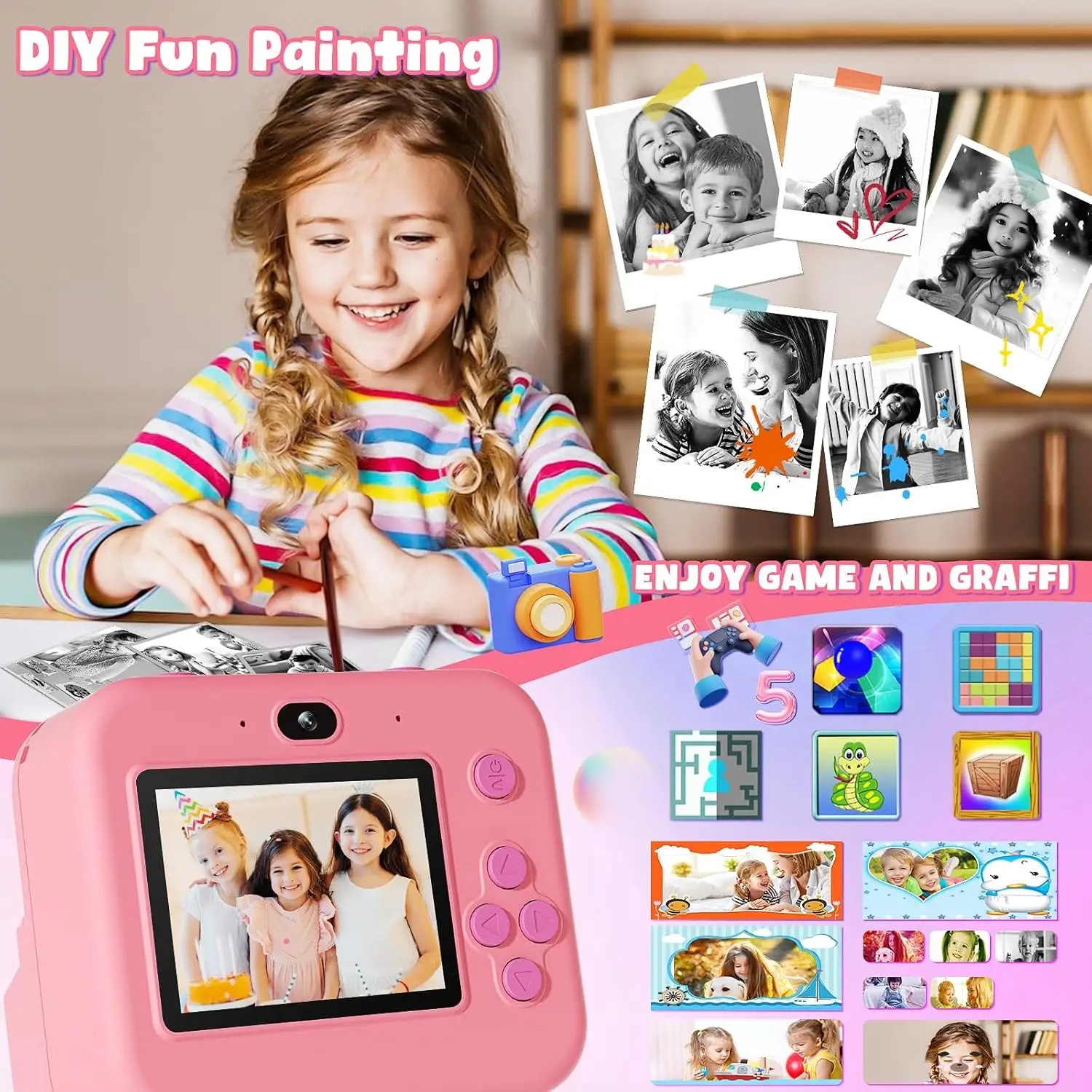 newInstant Print Camera With 3 - Kids Toys Top View incelemesi ve fiyatı